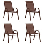 Juego de comedor de jardín 5 piezas con cojines marrón y negro