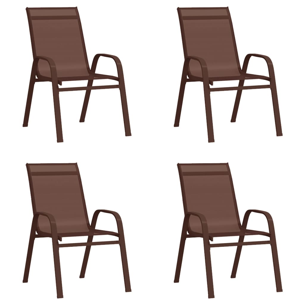 Juego de comedor de jardín 5 piezas con cojines marrón y negro