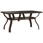 Juego de comedor de jardín 5 piezas con cojines marrón y negro