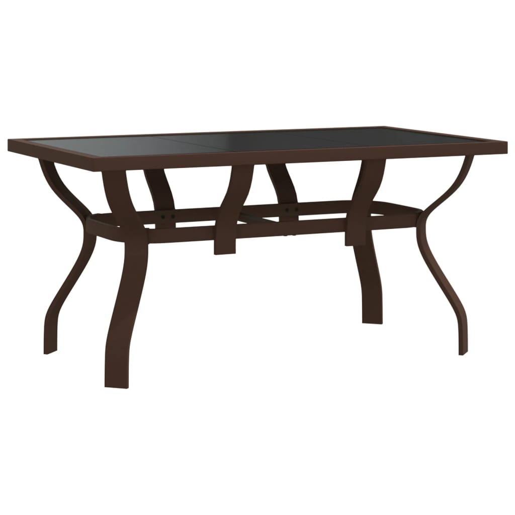 Juego de comedor de jardín 5 piezas con cojines marrón y negro
