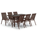 Juego de comedor de jardín 7 piezas marrón y negro