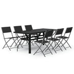 Juego de comedor de jardín 7 piezas con cojines gris y negro