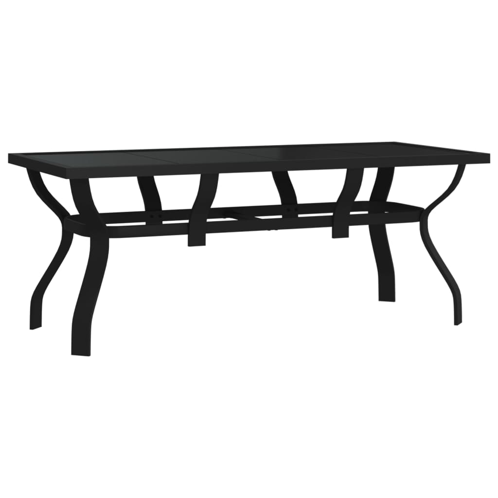 Juego de comedor de jardín 7 piezas con cojines gris y negro