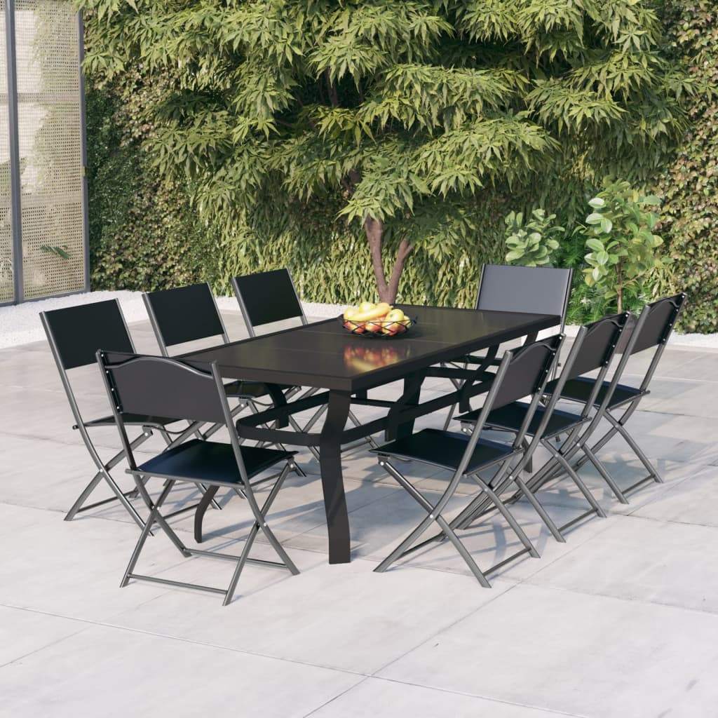 Juego de comedor de jardín 7 piezas marrón y negro
