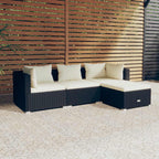 Set de muebles de jardín 4 pzas y cojines ratán sintético gris