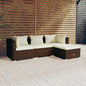Set muebles de jardín 4 piezas y cojines ratán sintético gris