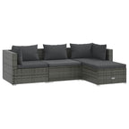 Set de muebles de jardín 4 pzas y cojines ratán sintético gris