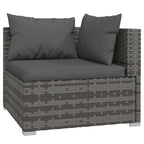 Set de muebles de jardín 4 pzas y cojines ratán sintético gris