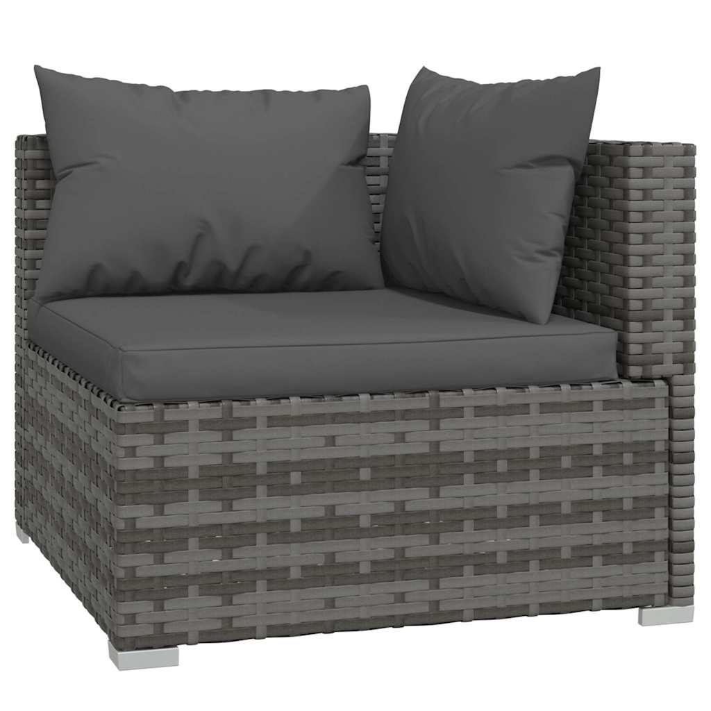 Set de muebles de jardín 4 pzas y cojines ratán sintético gris