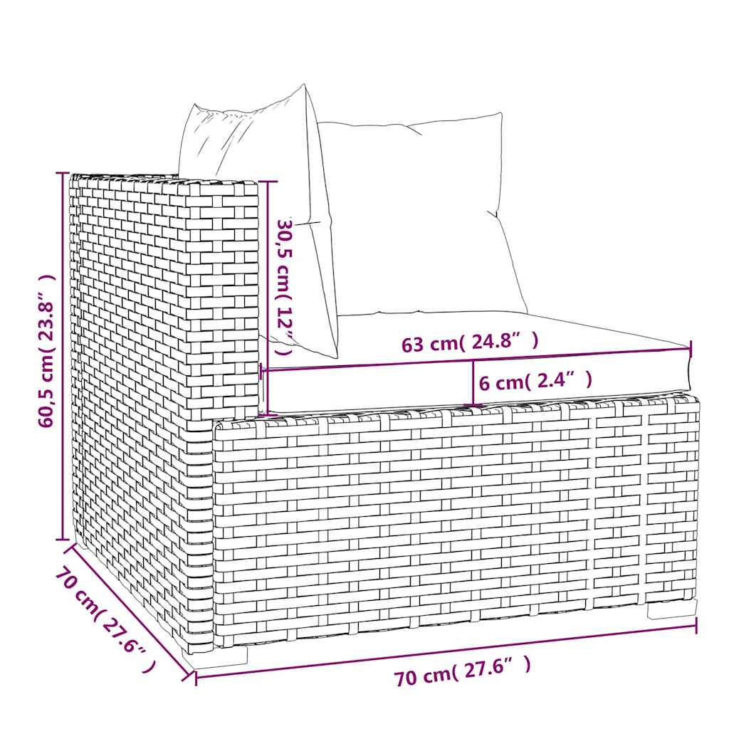 Set de muebles de jardín 4 pzas y cojines ratán sintético gris