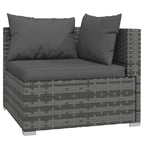 Set muebles de jardín 4 piezas y cojines ratán sintético gris