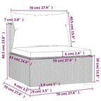Set muebles de jardín 4 piezas y cojines ratán sintético gris