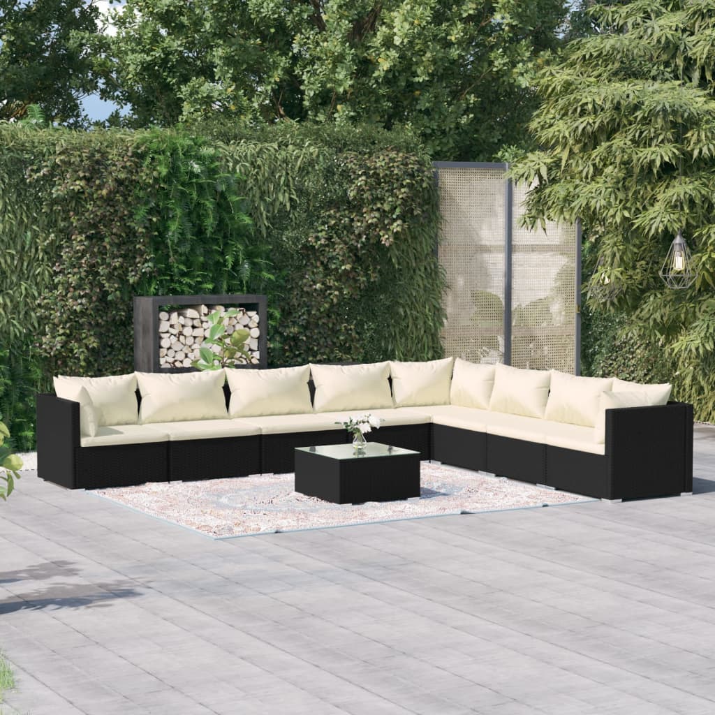 Conjunto de móveis de jardim 4 peças e almofadas rotim sintético cinza