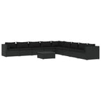 Set de muebles de jardín 10 pzas cojines ratán sintético negro