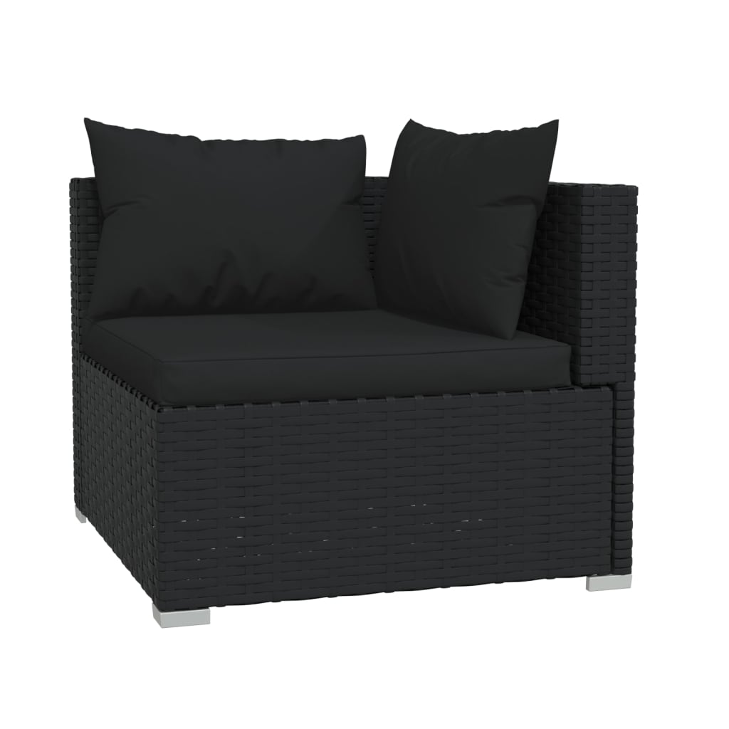 Set de muebles de jardín 10 pzas cojines ratán sintético negro
