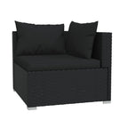 Set de muebles de jardín 10 pzas cojines ratán sintético negro