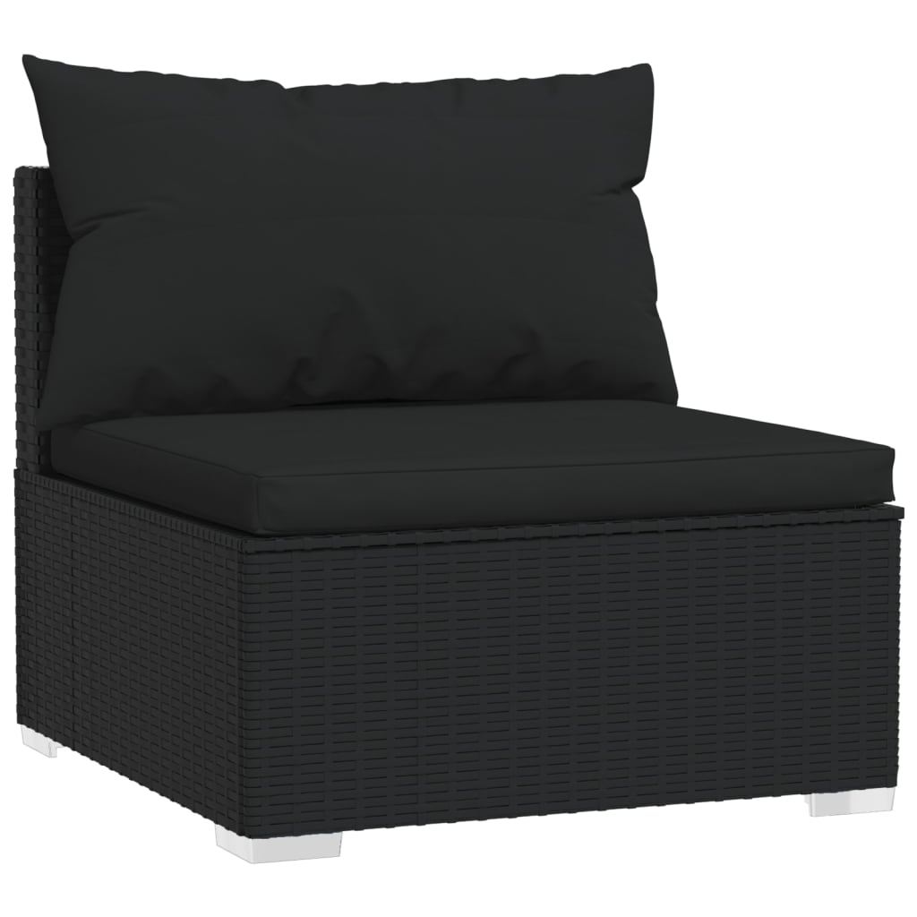 Set de muebles de jardín 10 pzas cojines ratán sintético negro
