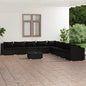 Set de muebles de jardín 10 pzas cojines ratán sintético negro