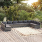 Juego muebles de jardín 8 pzas y cojines ratán sintético negro