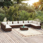 Juego muebles de jardín 8 pzas y cojines ratán sintético negro