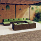Set de muebles de jardín 10 pzas cojines ratán sintético negro