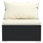 Set de muebles de jardín 4 pzas y cojines ratán sintético negro