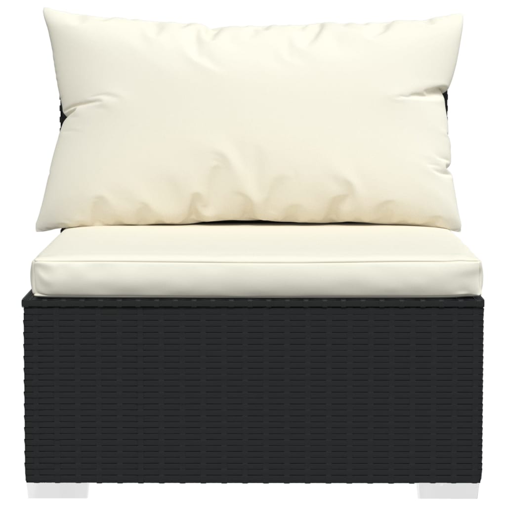 Set de muebles de jardín 4 pzas y cojines ratán sintético negro