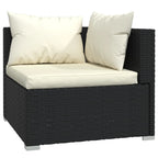 Set de muebles de jardín 4 pzas y cojines ratán sintético negro