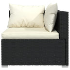 Set de muebles de jardín 4 pzas y cojines ratán sintético negro