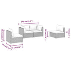 Set de muebles de jardín 4 pzas y cojines ratán sintético negro