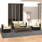 Set de muebles de jardín 4 pzas y cojines ratán sintético negro