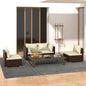 Set de muebles de jardín 4 pzas y cojines ratán sintético negro