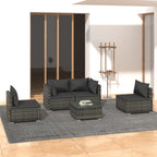 Set de muebles de jardín 4 pzas y cojines ratán sintético negro