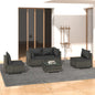 Set de muebles de jardín 4 pzas y cojines ratán sintético negro