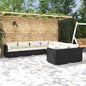 Juego muebles de jardín 8 pzas y cojines ratán sintético negro