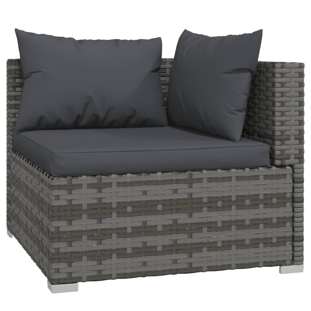 Set de muebles de jardín 11 pzas cojines ratán sintético gris