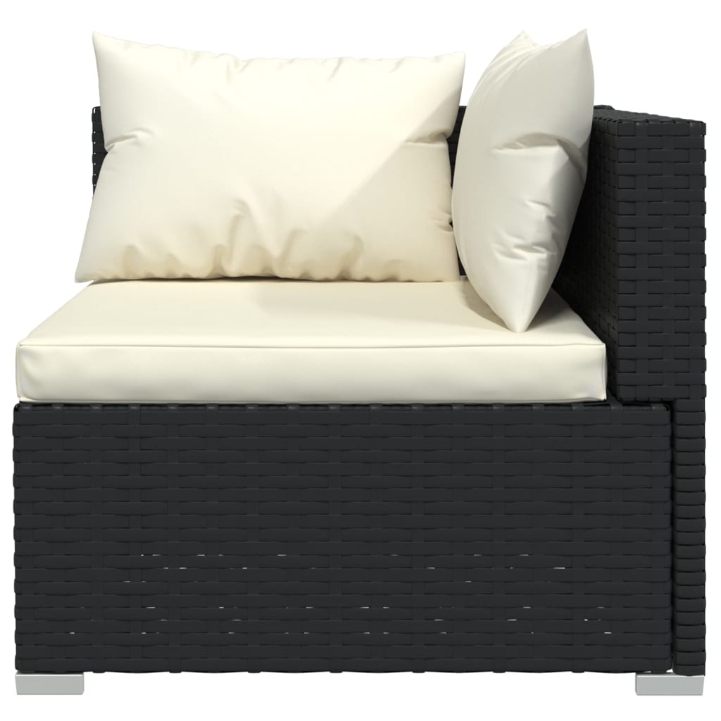 Set de muebles de jardín 14 pzas cojines ratán sintético negro