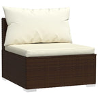 Set muebles de jardín 11 piezas cojines ratán sintético marrón