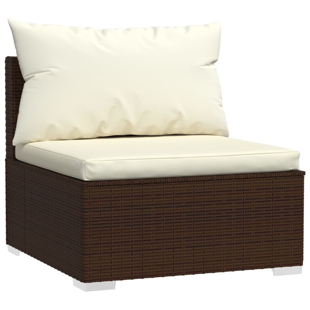 Set muebles de jardín 11 piezas cojines ratán sintético marrón