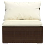 Set muebles de jardín 11 piezas cojines ratán sintético marrón