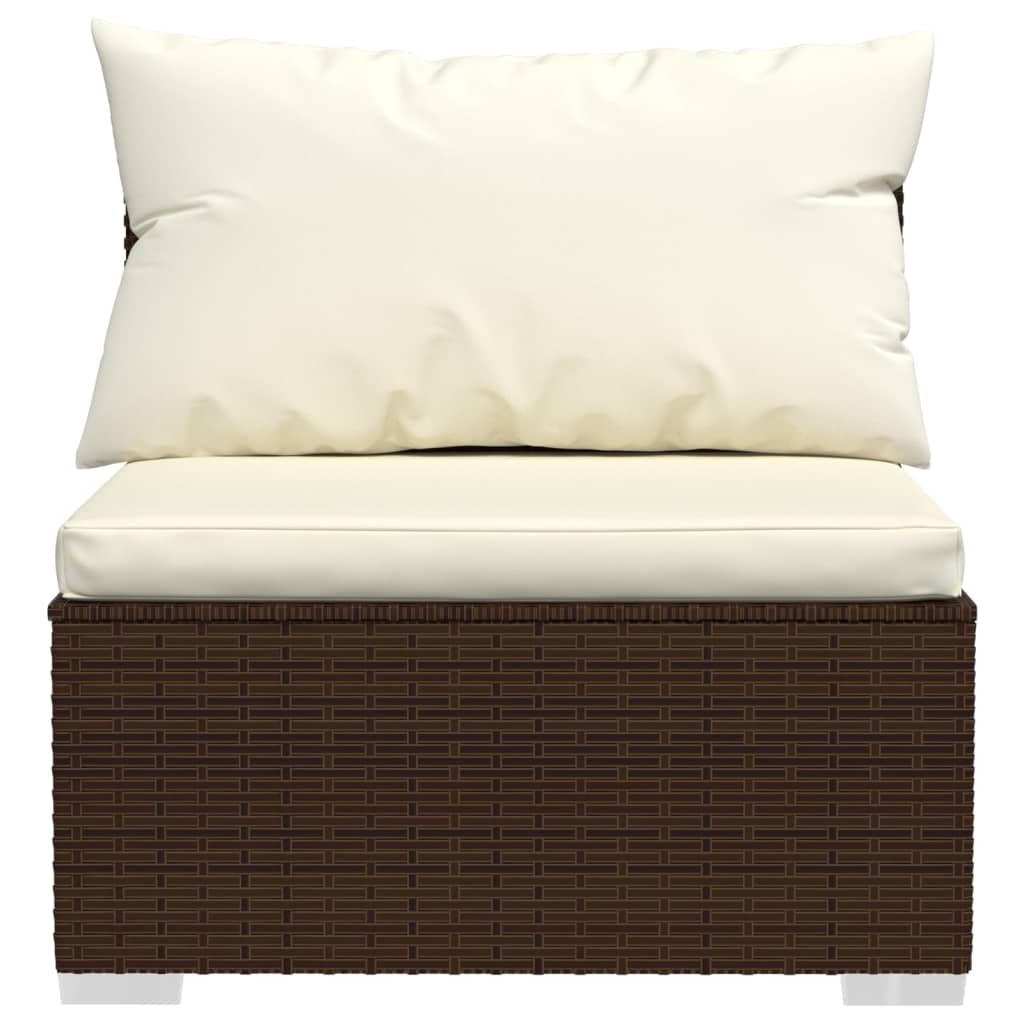 Set muebles de jardín 11 piezas cojines ratán sintético marrón