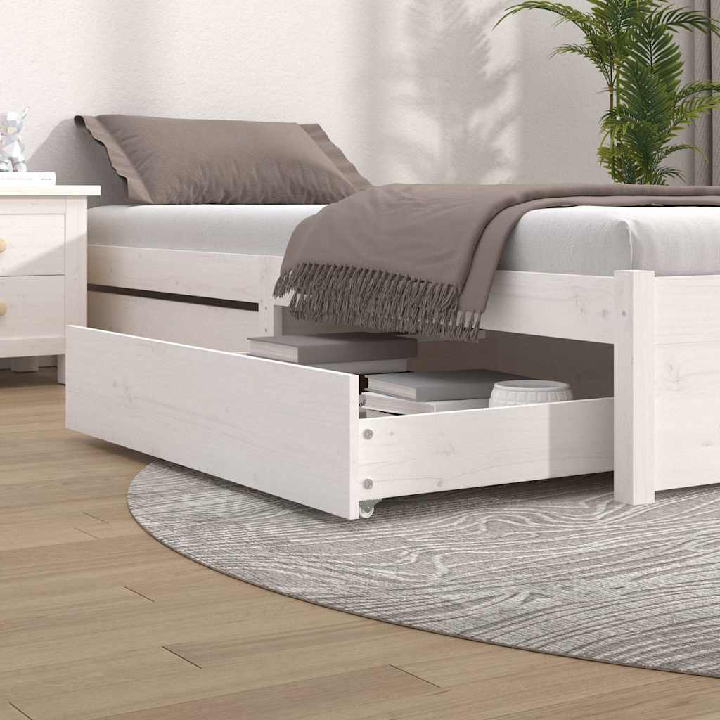 Cajones de cama 2 uds madera maciza de pino marrón cera