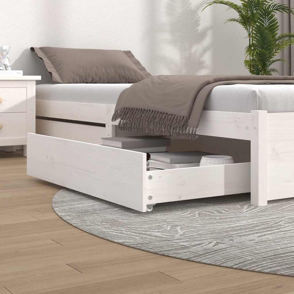Cajones de cama 2 uds madera maciza de pino marrón cera