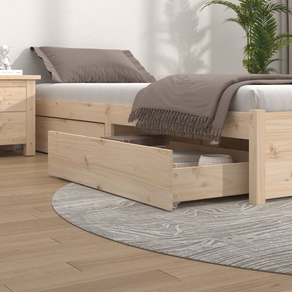 Cajones de cama 2 uds madera maciza de pino marrón cera