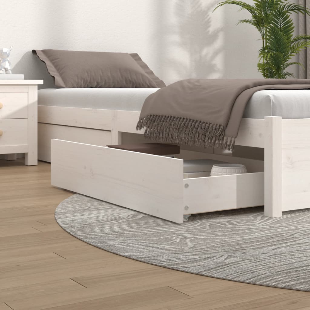 Cajones de cama 2 uds madera maciza de pino marrón cera