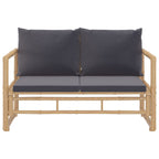 Set de muebles de jardín 2 piezas bambú con cojines gris oscuro