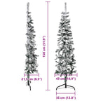 Mitad árbol Navidad artificial delgado con nieve 150 cm
