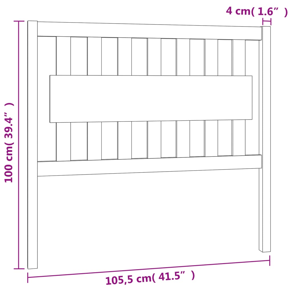 Cabecero de cama madera maciza de pino 105,5x4x100 cm