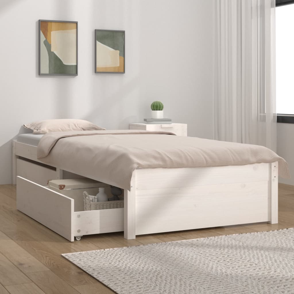 Estructura cama de madera maciza blanca super king 180x200 cm