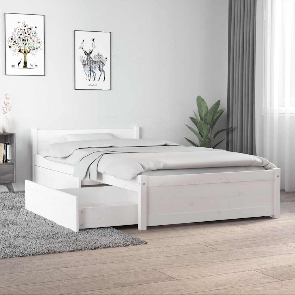 Estructura cama de madera maciza blanca super king 180x200 cm